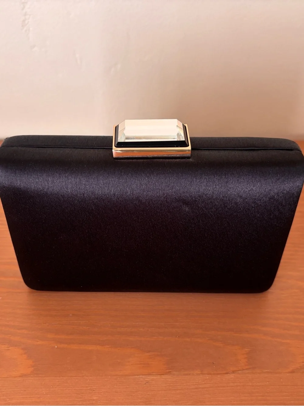 Glint Elegant Black Satin Evening Clutch Formal with chain optional